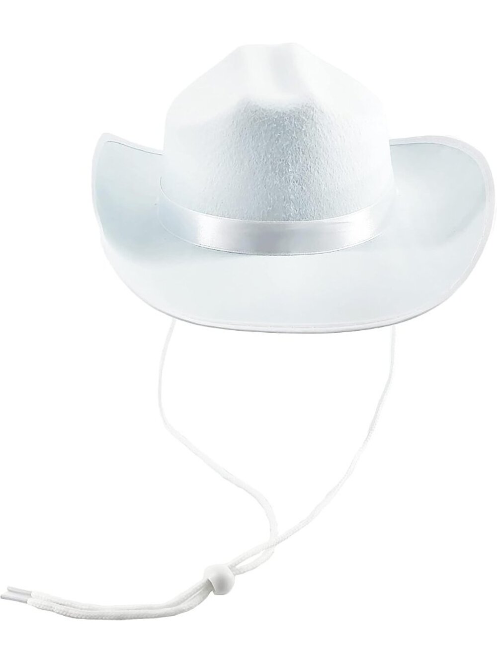 Kids White Fabric Felt Costume Strap Western Cowboy Hat 22 Circumference